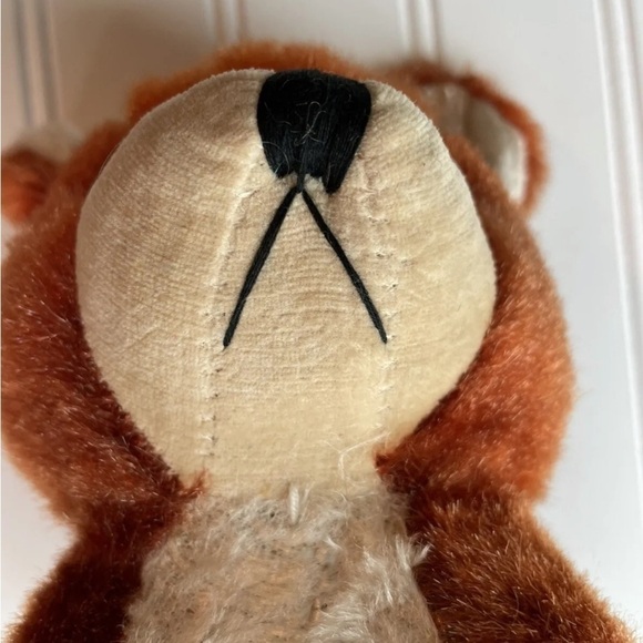 Vintage Plush Bear Japan Red Brown Rare Stuffed Animal Unique OOAK - Picture 5 of 11